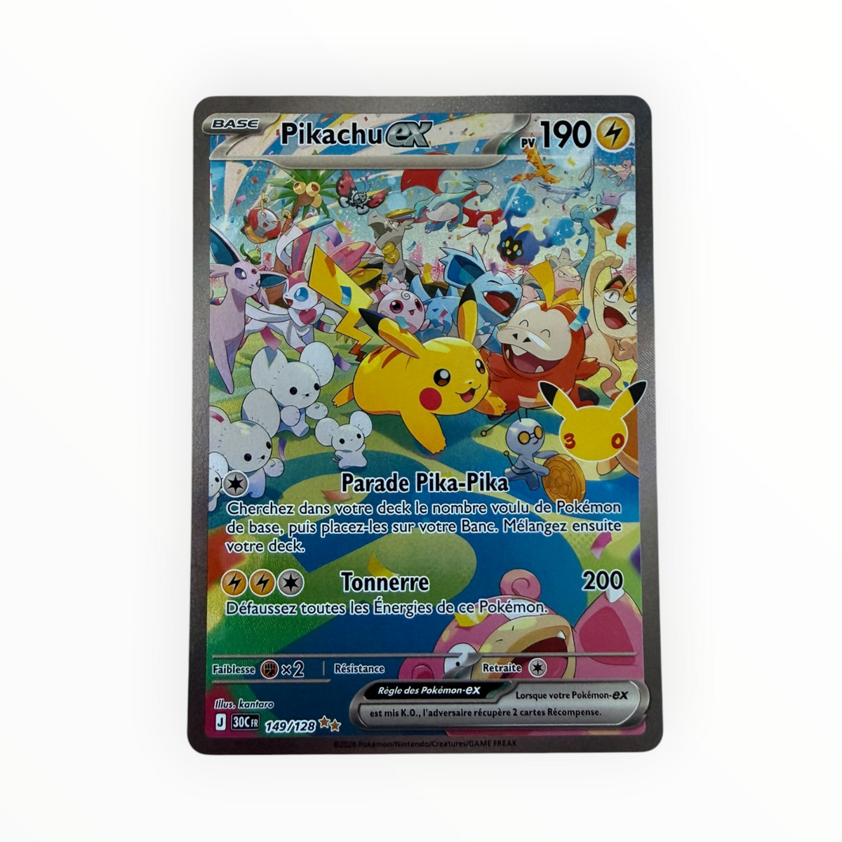 Carte Pokémon Pikachu ex 149/128 – 30e Anniversaire FR