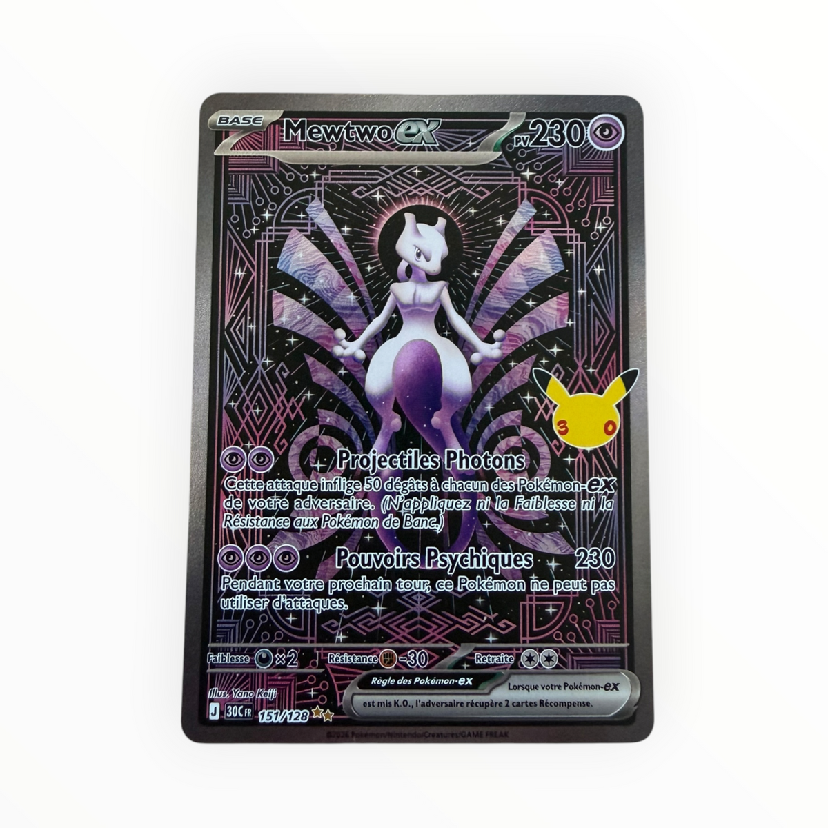 Carte Pokémon Mewtwo ex 151/128 – 30e Anniversaire FR