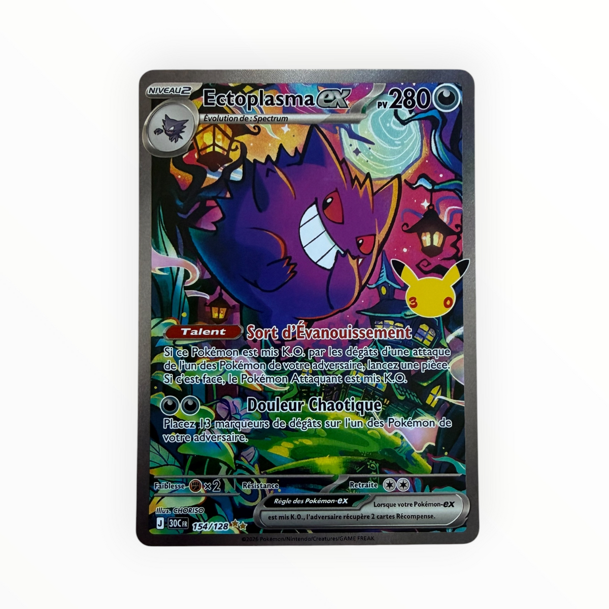 Carte Pokémon Ectoplasma ex 154/128 – 30e Anniversaire FR