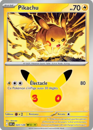Carte Pokémon - Collection Pikachu 30e Anniversaire FR (N°01 à 30 au choix)
